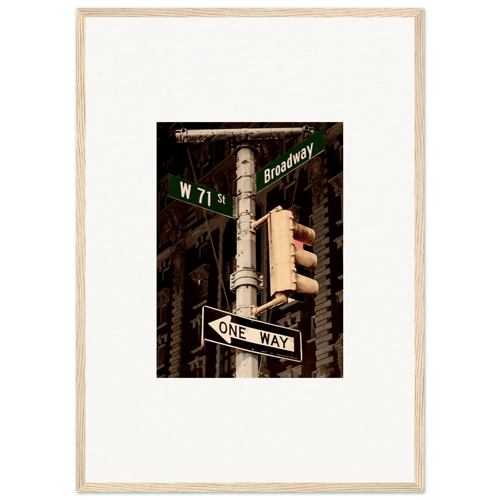 NYC Series framed poster featuring iconic street signs, urban decor artwork in a white 8x10 inch frame.