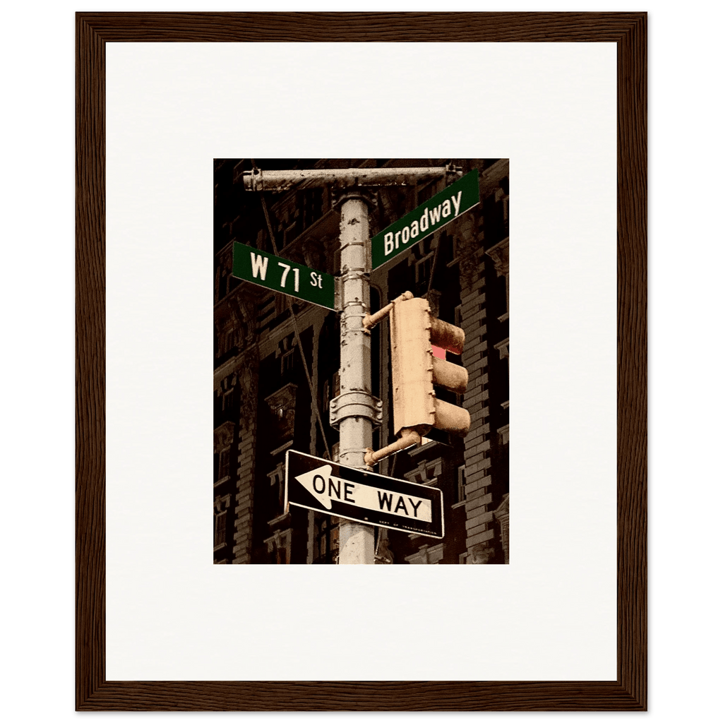NYC Series framed poster featuring iconic street signs, urban decor print in white frame, part of the Studio Edition travel collection.