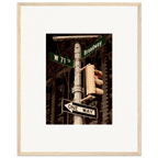 NYC Series framed poster featuring iconic street signs, urban decor print with white frame, part of the Studio Edition travel collection.