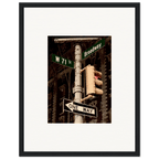 NYC Series framed poster featuring iconic street signs, urban decor print with a white frame from the Studio Edition travel collection.