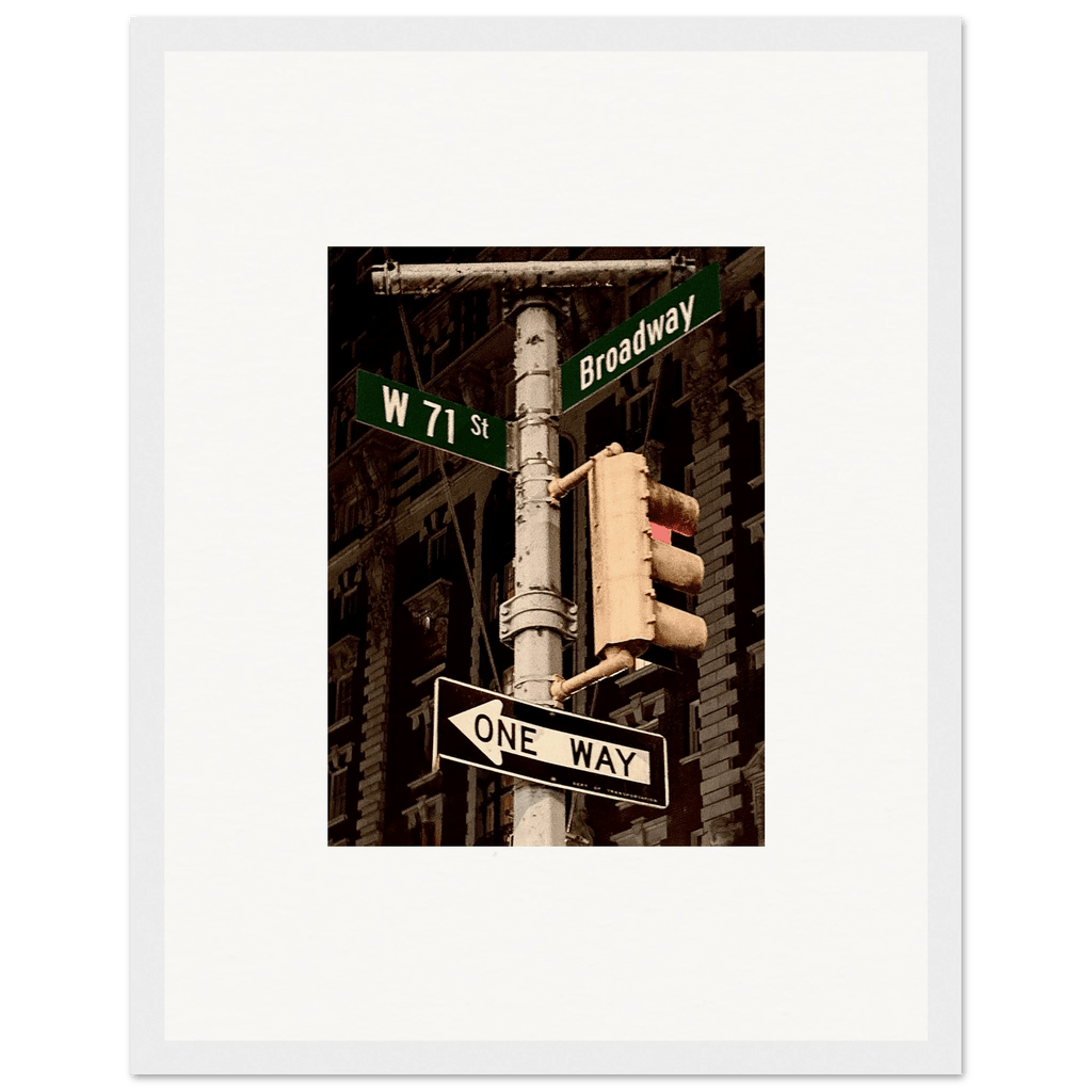 NYC Series framed poster featuring iconic street signs, urban decor print on high-quality material in a white frame.