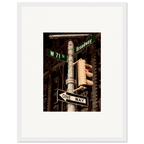 NYC Series framed poster featuring iconic street signs, urban decor print on high-quality material in a white frame.