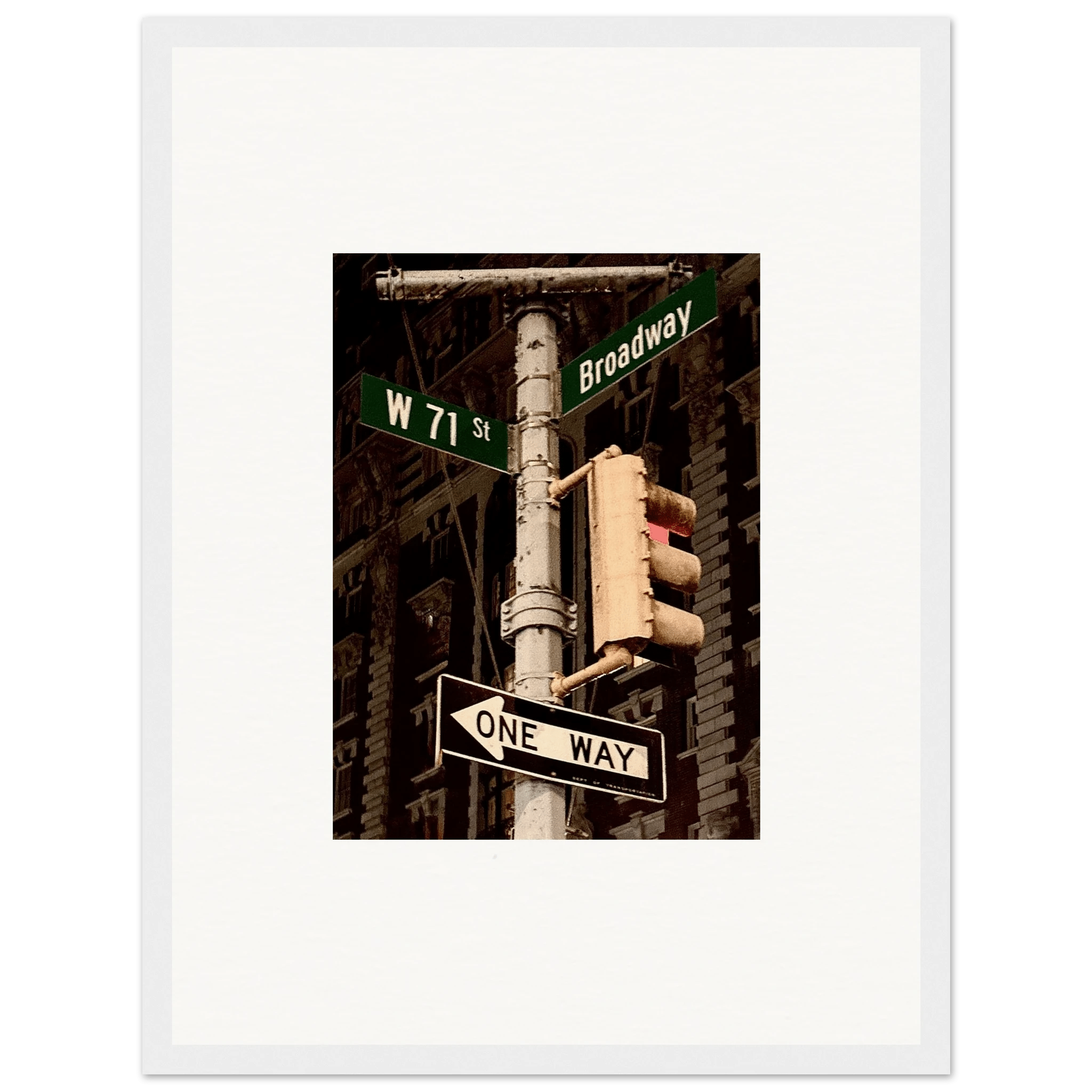 NYC Series framed poster featuring iconic street signs, urban decor print in 8x10 inch white frame from My Store's travel collection.