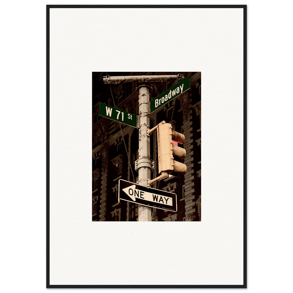 NYC Series framed poster featuring iconic street signs, urban decor print in a white 8x10-inch frame from the Studio Edition collection.