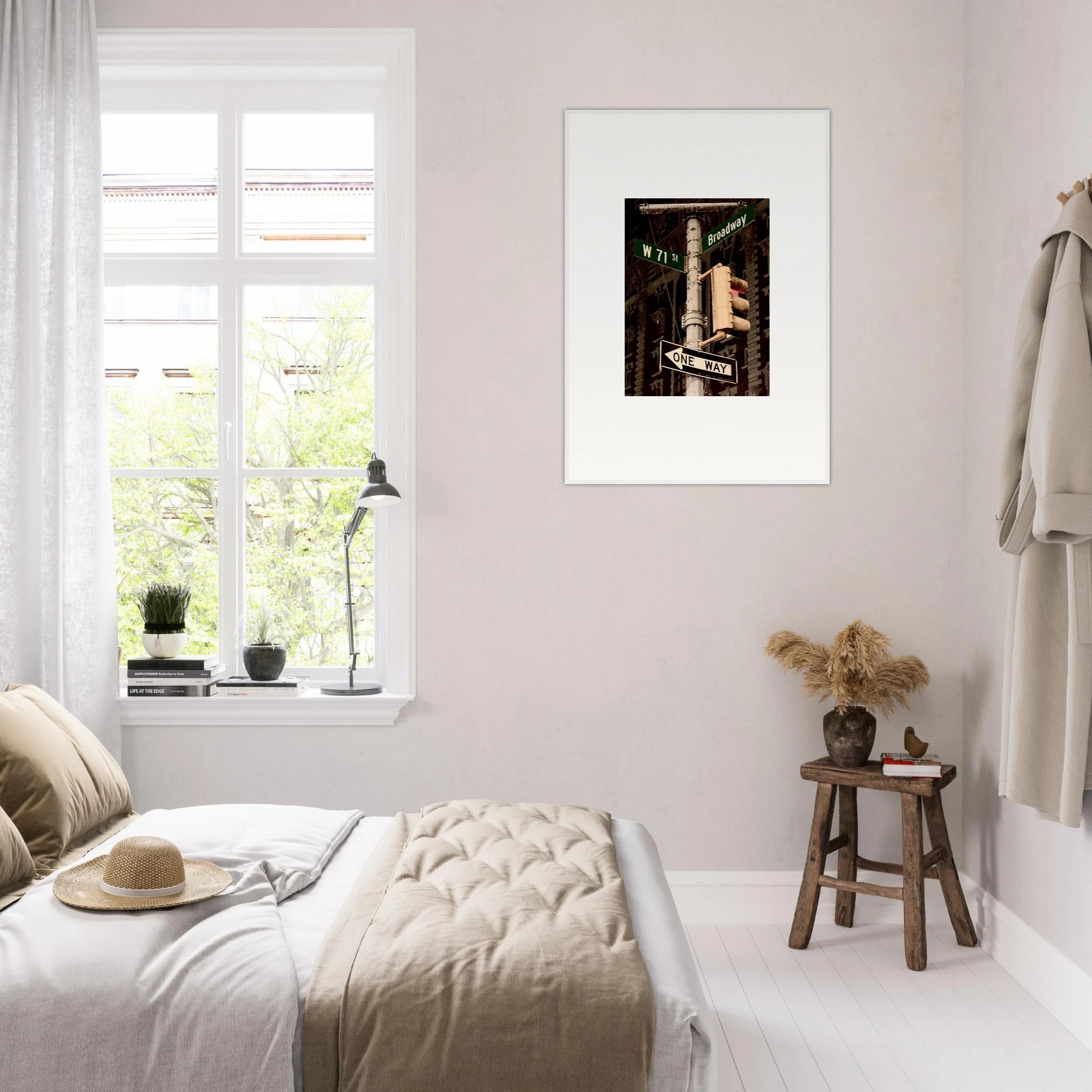 Framed NYC Series poster featuring iconic street signs, urban decor artwork from the Studio Edition travel collection.