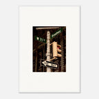 NYC Series framed poster with iconic street signs, urban decor print in white frame, travel collection studio edition.