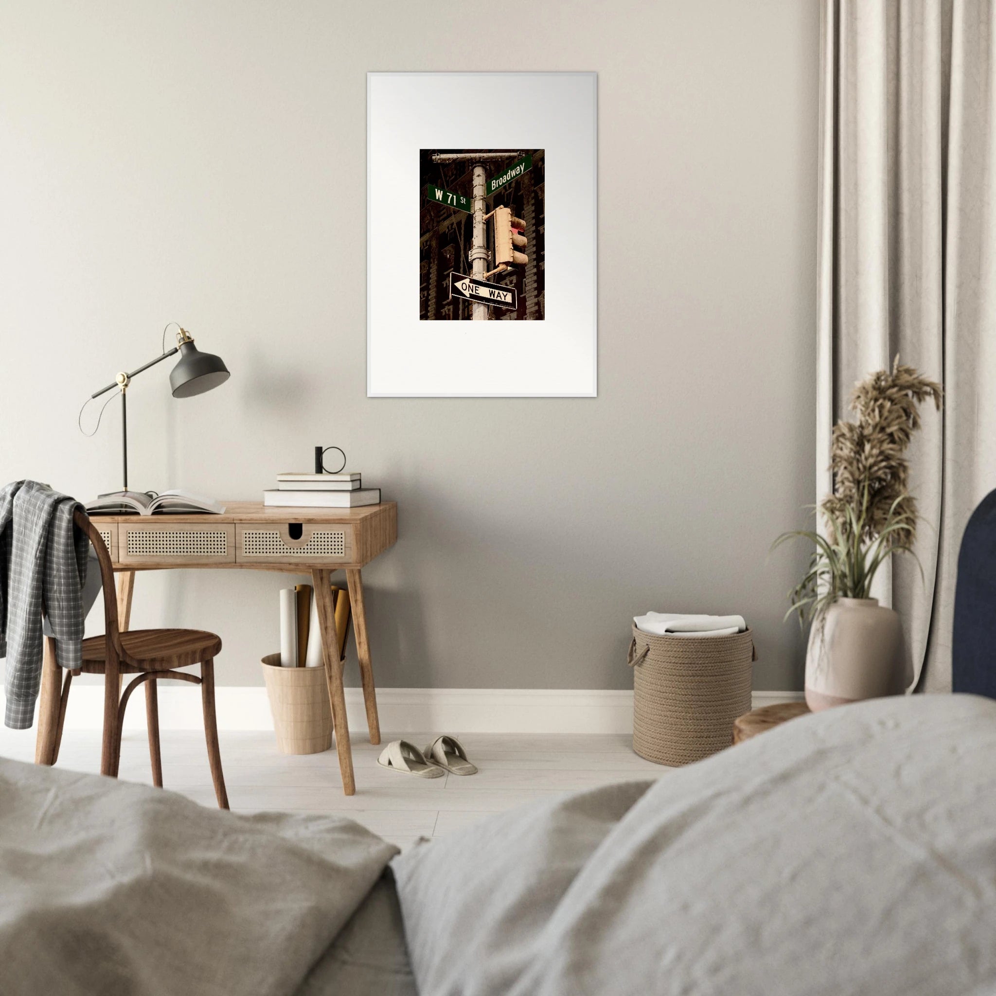 NYC Series framed poster featuring iconic street signs, urban decor print on high-quality material in a white 8x10 inch frame.