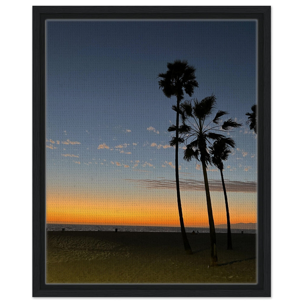 California Sunset Wall Art print on canvas with a Venice Beach fall scene, framed in wood, Studio Edition, 20x25 cm.