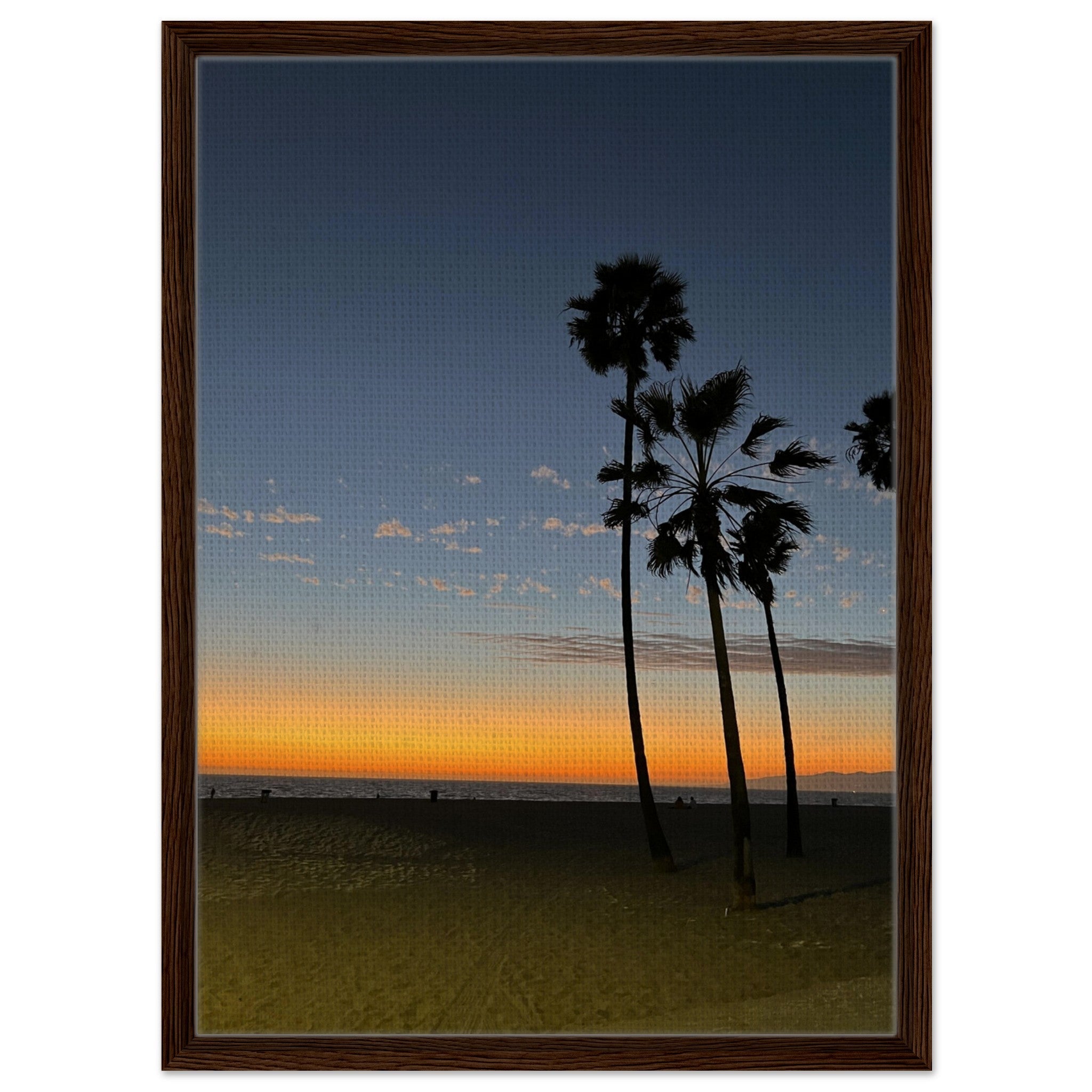 California Sunset Wall Art print by My Store, featuring Venice Beach fall scene on canvas with wood frame, studio edition.