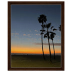 California Sunset Wall Art print featuring Venice Beach scene on canvas, framed wood, studio edition, perfect for holiday decor.