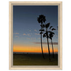 California Sunset Wall Art print featuring fall colors at Venice Beach, framed on wood, Studio Edition canvas artwork.