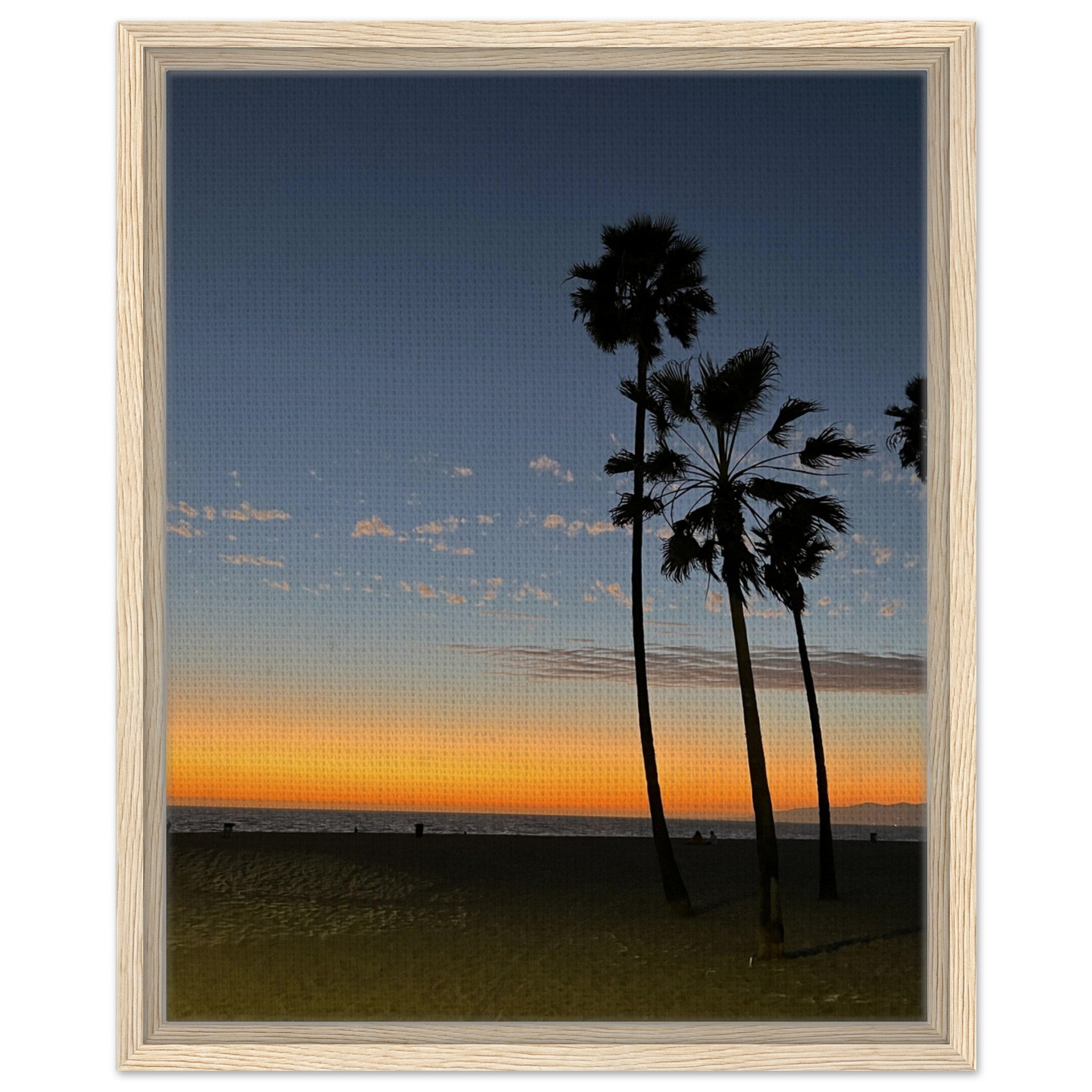 California Sunset Wall Art print by My Store, featuring fall colors and Venice Beach scenery on a 20x25 cm canvas with wood frame.