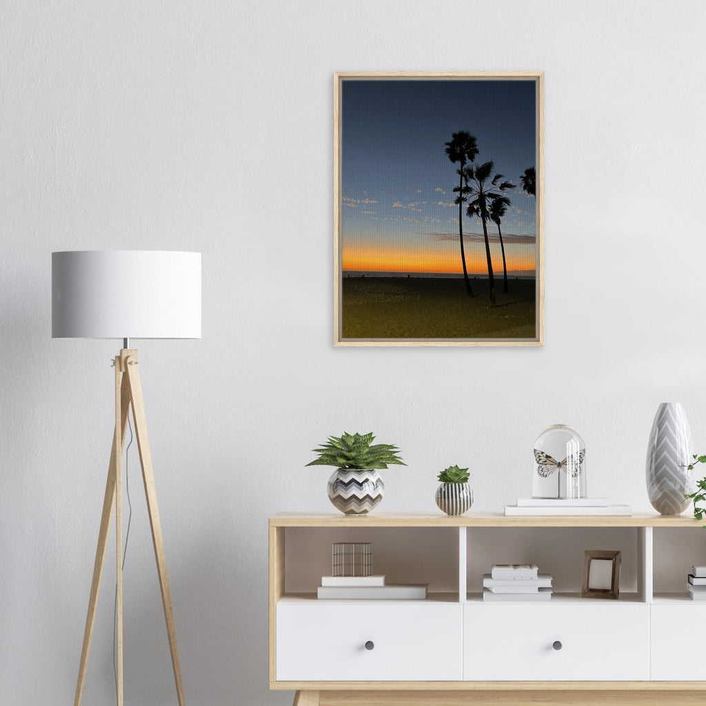 California Sunset Wall Art print featuring fall colors and Venice Beach scenery on canvas with wood frame, Studio Edition.