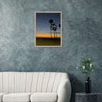 California Sunset Wall Art print in a wood frame, featuring fall scenery at Venice Beach on a canvas studio edition.