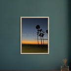 California Sunset Wall Art print featuring fall colors, Venice Beach scene on canvas with a wooden frame, Studio Edition holiday decor.