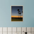 California Sunset Wall Art print featuring Venice Beach in fall, framed on wood, Studio Edition canvas, 20x25 cm.