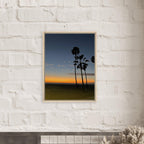 California Sunset Wall Art print featuring Venice Beach scene on canvas in a wood frame, Studio Edition holiday decor.