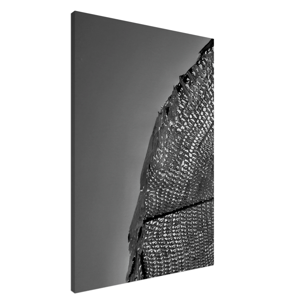 Black and white minimalist abstract canvas wall art featuring architectural light study, part of the Travel Collection Studio Edition.