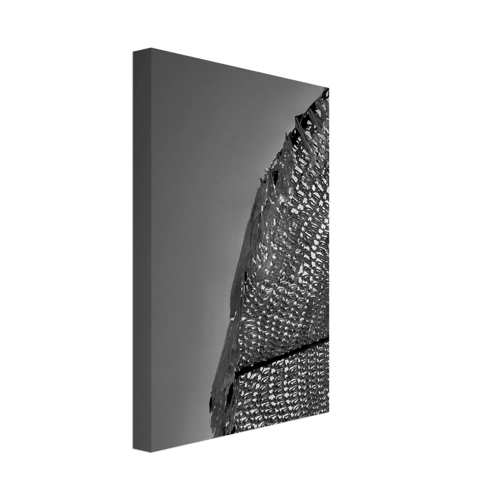 Minimalist black and white abstract canvas wall art featuring architectural light study, part of the Travel Collection Studio Edition.