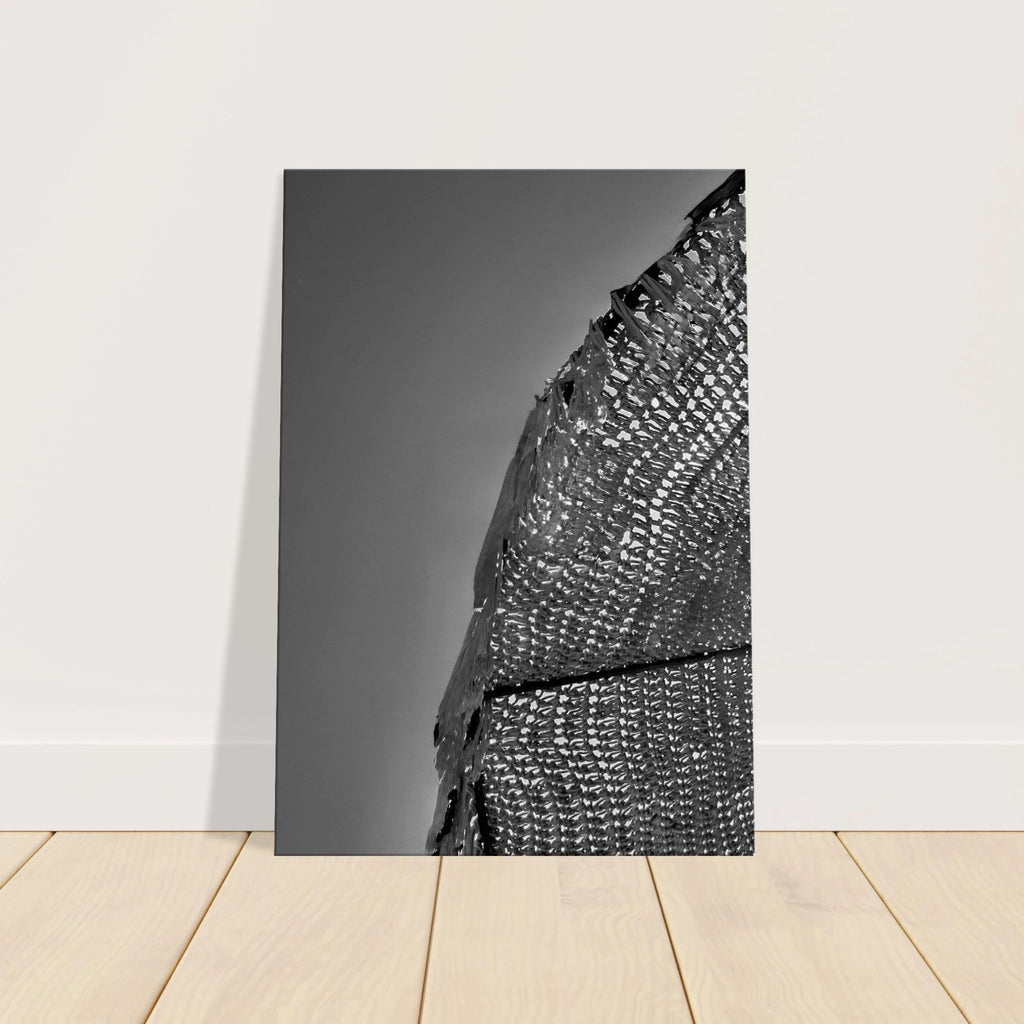 Minimalist black and white abstract canvas wall art titled Architectural Light Study, part of the Travel Collection Studio Edition.