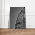 Minimalist black and white abstract canvas wall art titled Architectural Light Study, featuring modern travel-inspired design.