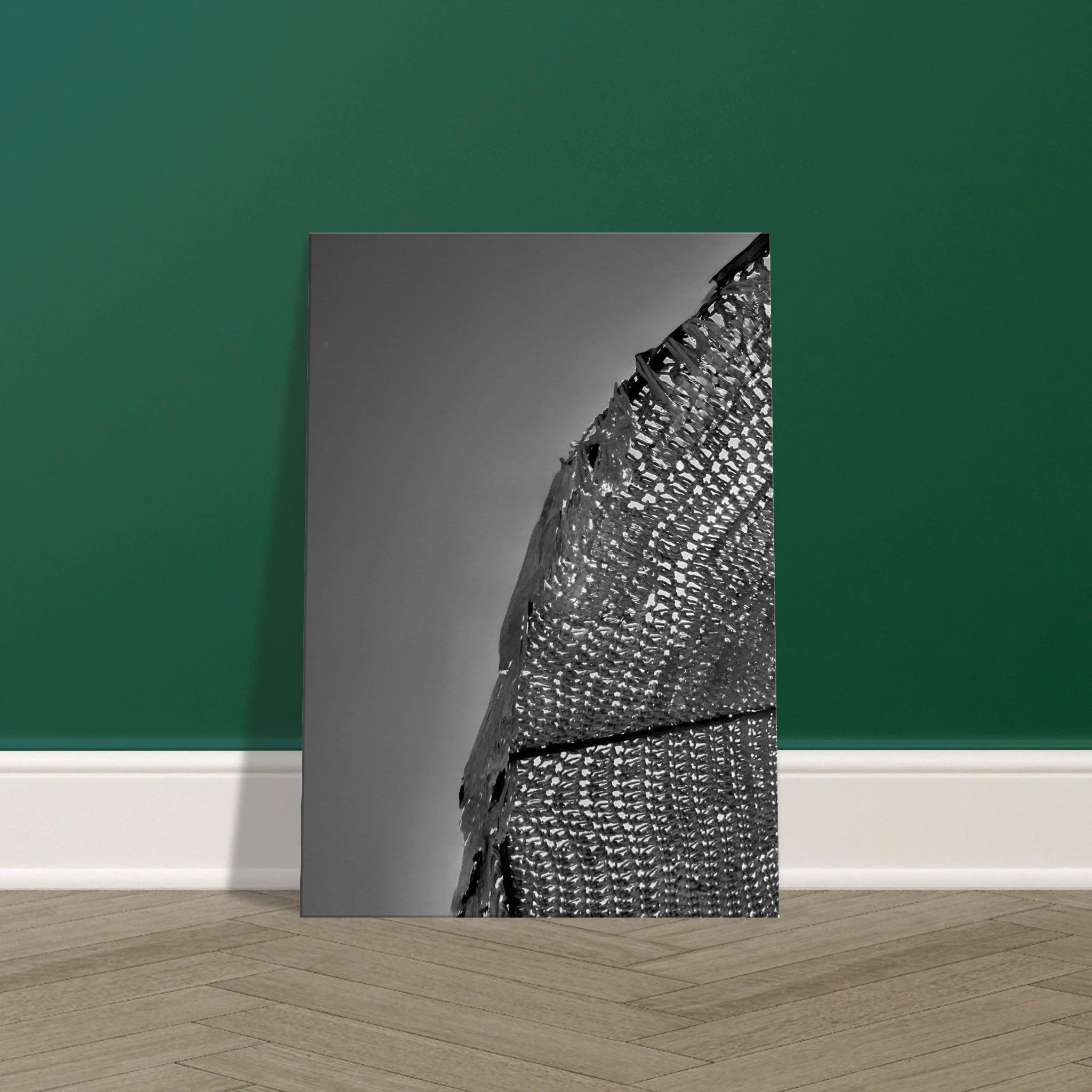 Minimalist black and white abstract canvas wall art from the Architectural Light Study Travel Collection, 20x30 cm print.