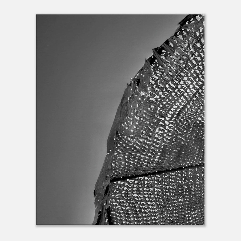 Black and white minimalist abstract canvas wall art titled Architectural Light Study, part of the Travel Collection Studio Edition.