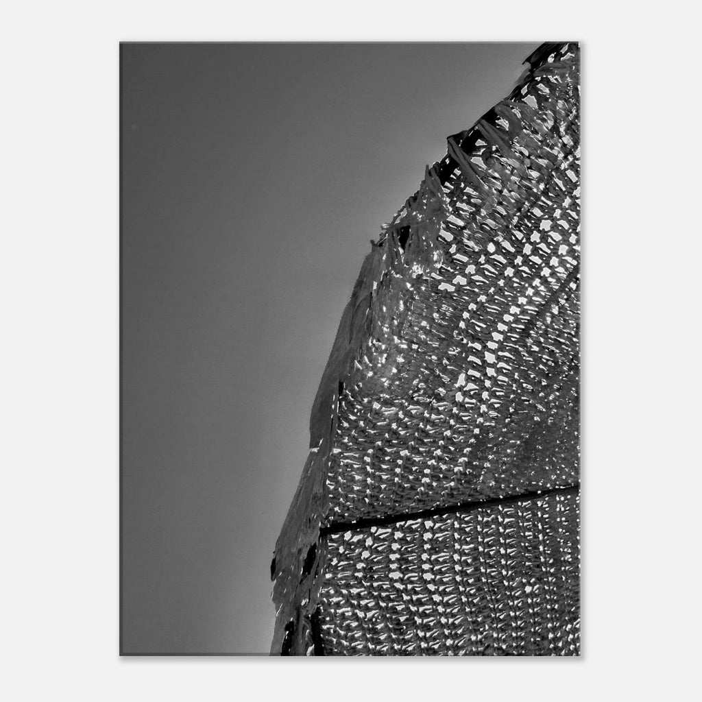 Minimalist black and white abstract canvas wall art featuring architectural light study, part of the Travel Collection Studio Edition.