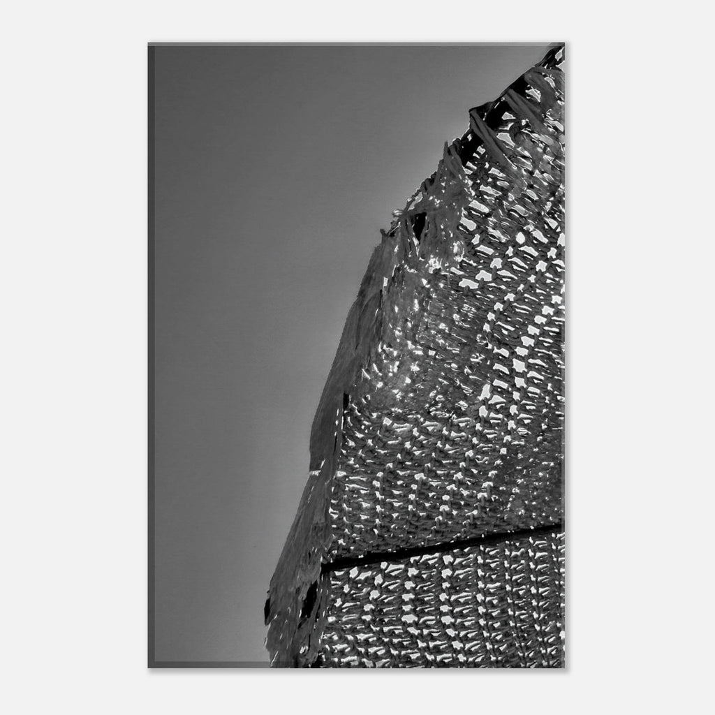 Black and white abstract canvas wall art featuring minimalist architectural light study, part of the Travel Collection Studio Edition.