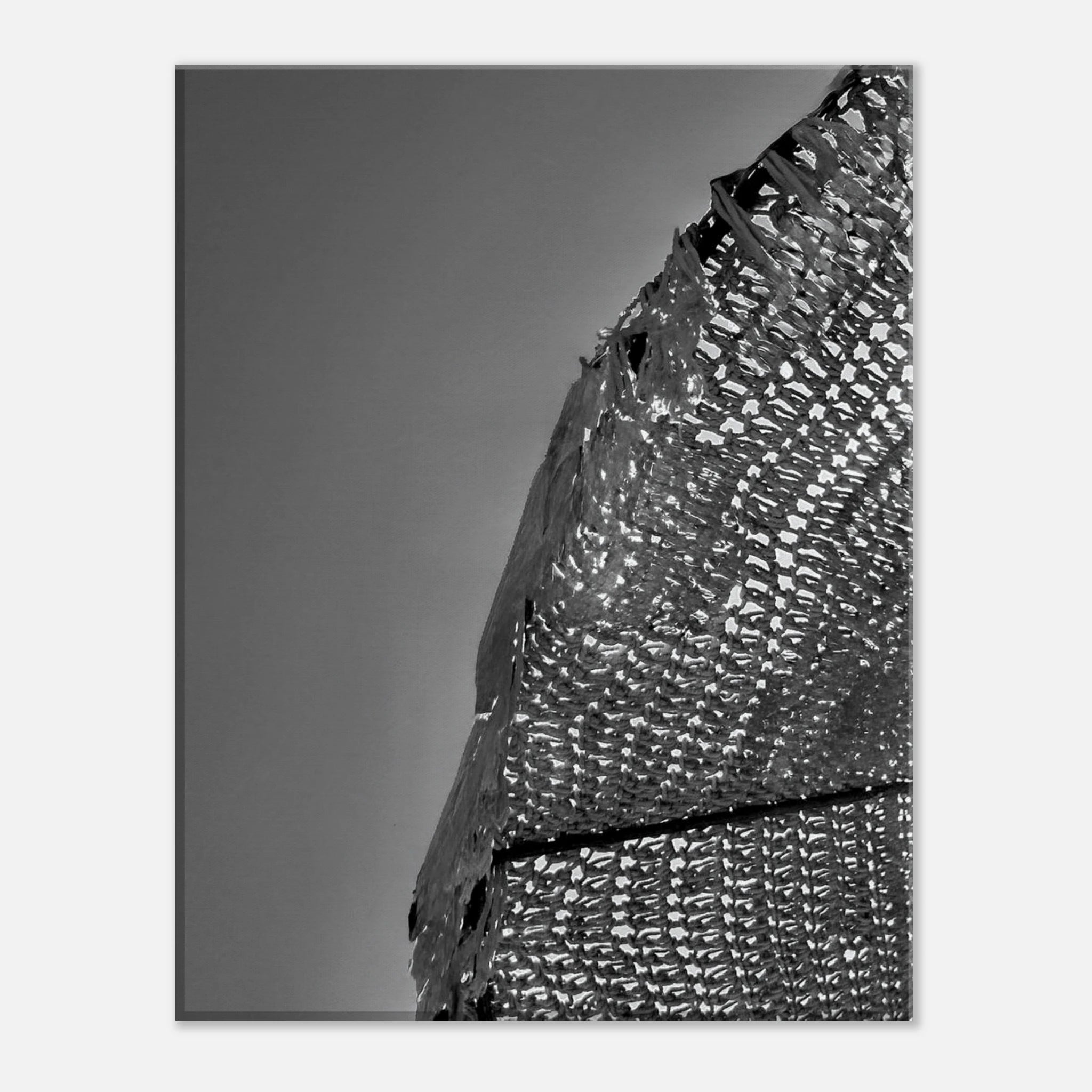 Minimalist black and white abstract canvas wall art titled Architectural Light Study, part of the Travel Collection Studio Edition.