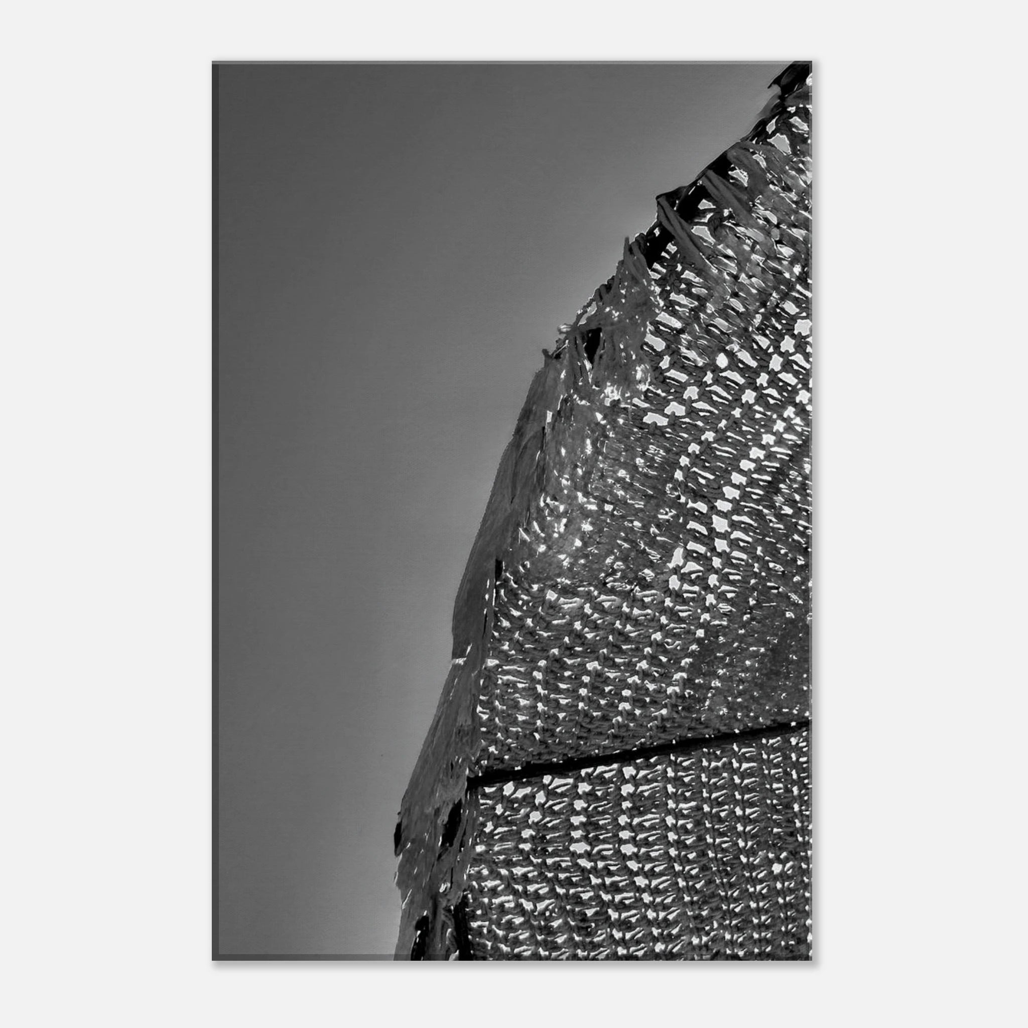 Minimalist black and white abstract canvas wall art titled Architectural Light Study, part of the Travel Collection Studio Edition.