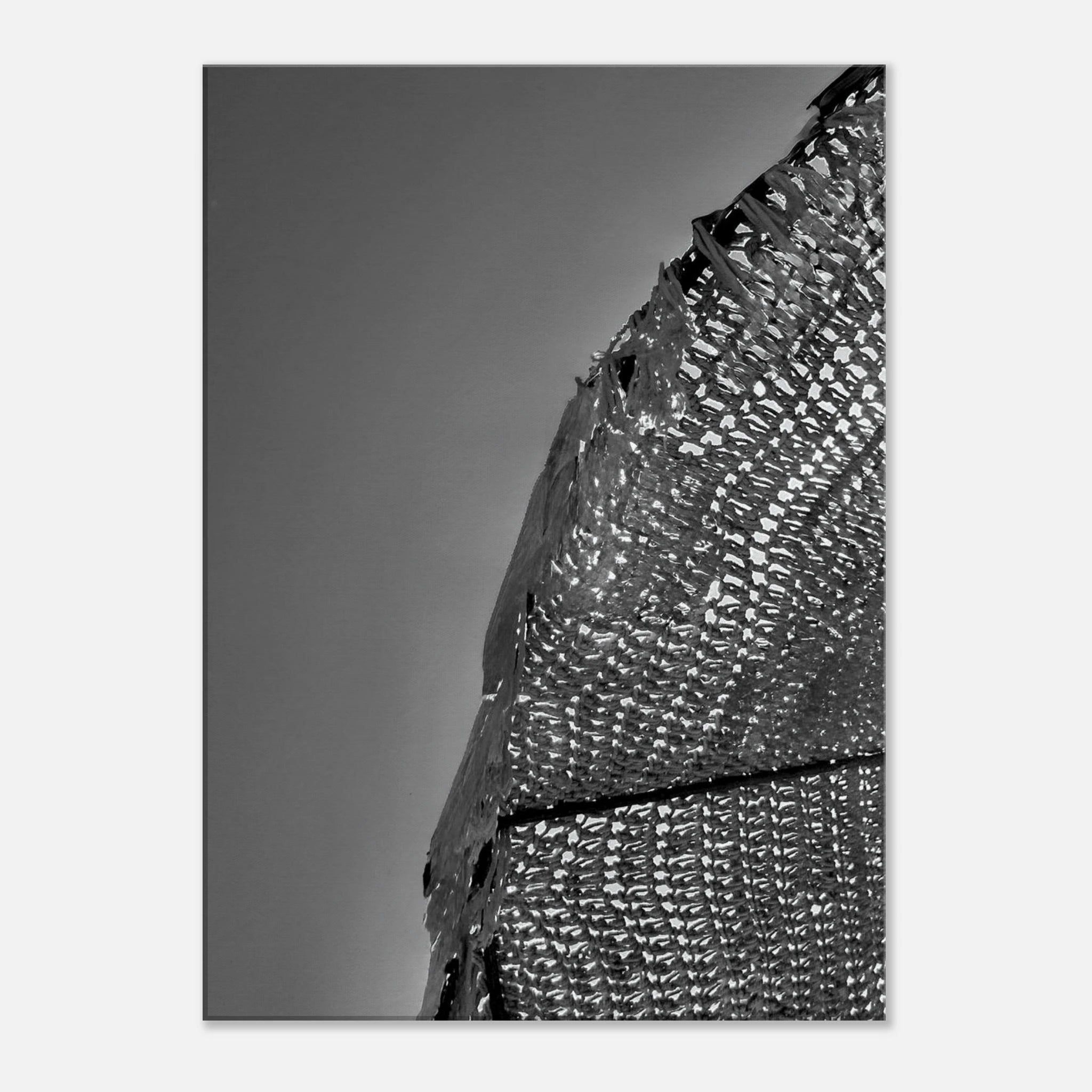 Minimalist black and white abstract canvas wall art from the Architectural Light Study Travel Collection, 20x30 cm print.