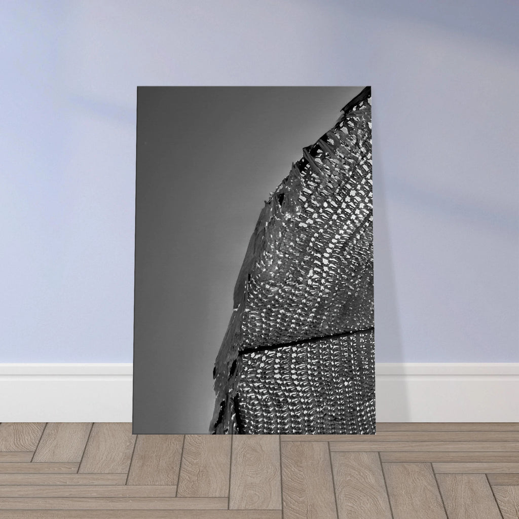 Minimalist black and white abstract canvas wall art featuring architectural light study, part of the Travel Collection Studio Edition.