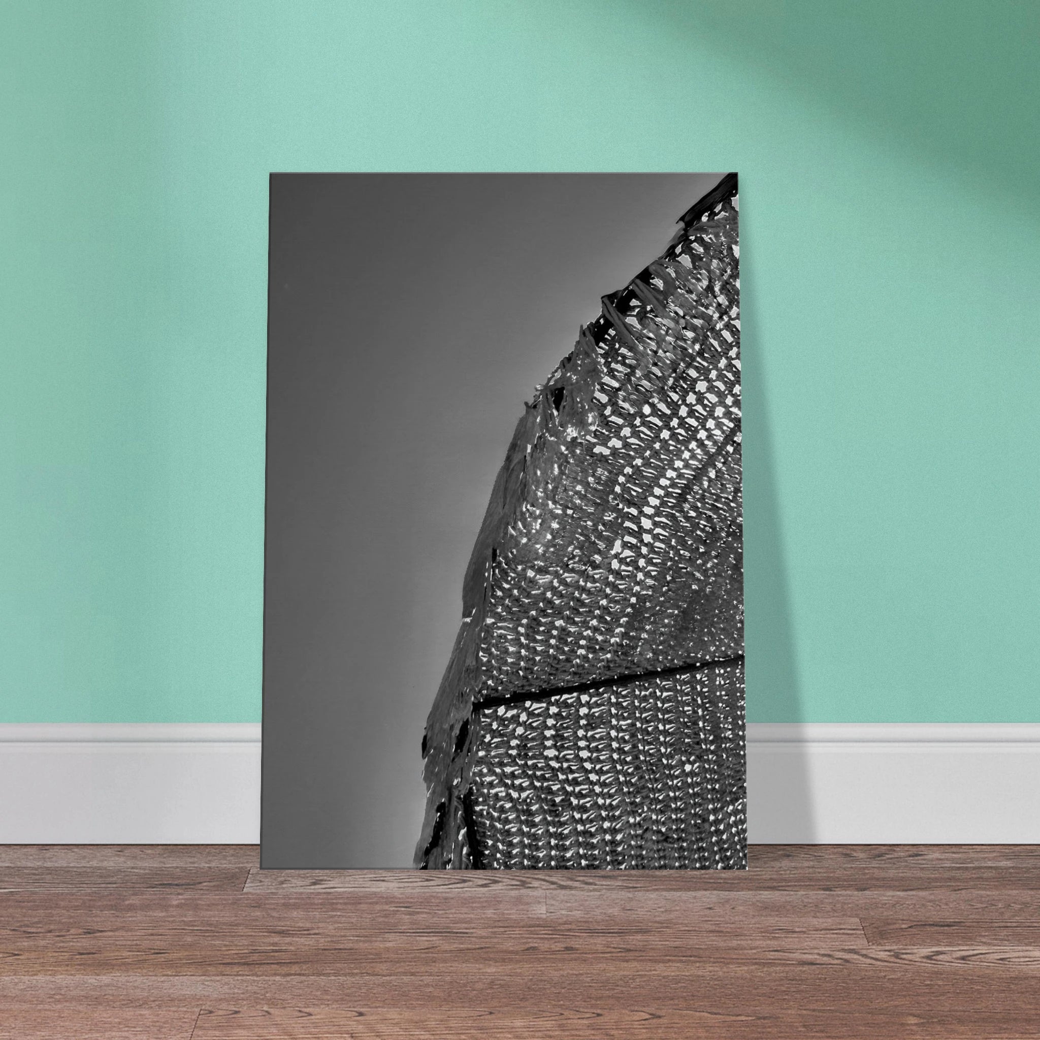 Minimalist black and white abstract canvas wall art featuring architectural light study from the Travel Collection Studio Edition.