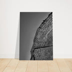 Minimalist black and white abstract canvas wall art print titled Architectural Light Study, part of the Travel Collection Studio Edition.