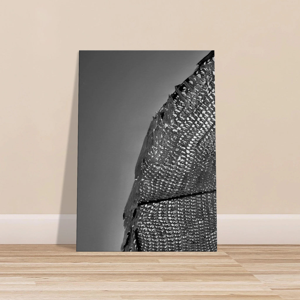 Black and white abstract canvas wall art featuring minimalist architectural light study, part of the Travel Collection Studio Edition.