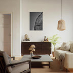 Minimalist black and white abstract canvas wall art titled Architectural Light Study, part of the Travel Collection Studio Edition.