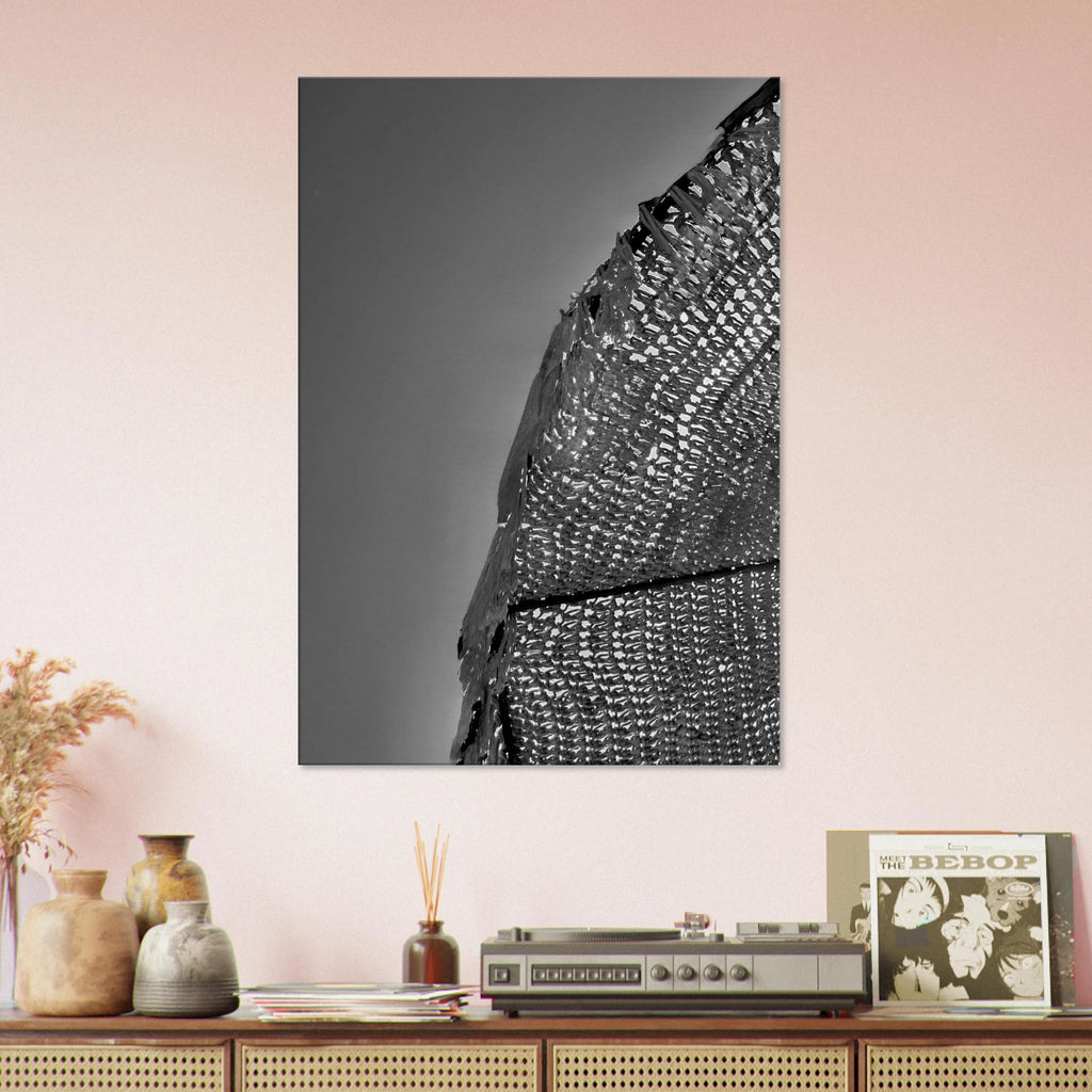 Minimalist black and white abstract canvas wall art from the Architectural Light Study series, 20x30 cm print.