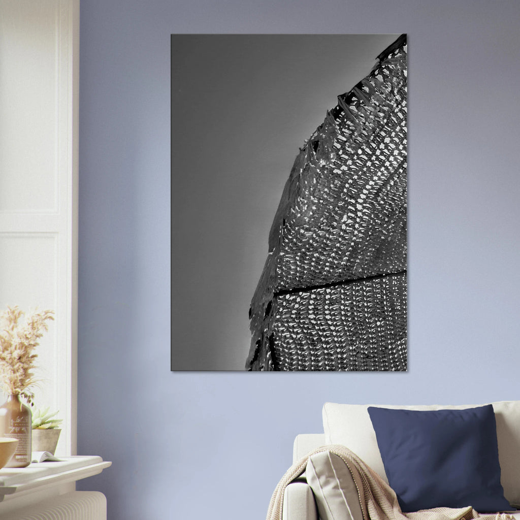 Minimalist black and white abstract canvas wall art titled Architectural Light Study, part of the Travel Collection Studio Edition.
