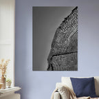 Minimalist black and white abstract canvas wall art titled Architectural Light Study, part of the Travel Collection Studio Edition.