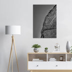 Minimalist black and white abstract canvas wall art titled Architectural Light Study, part of the Travel Collection Studio Edition.