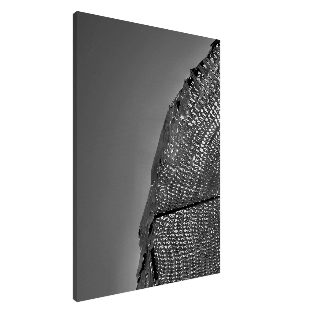 Minimalist black and white abstract canvas wall art featuring architectural light study, 20x30cm print from Travel Collection Studio Edition.