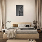 Black and white abstract canvas wall art featuring minimalist architectural light study, part of the Travel Collection Studio Edition.