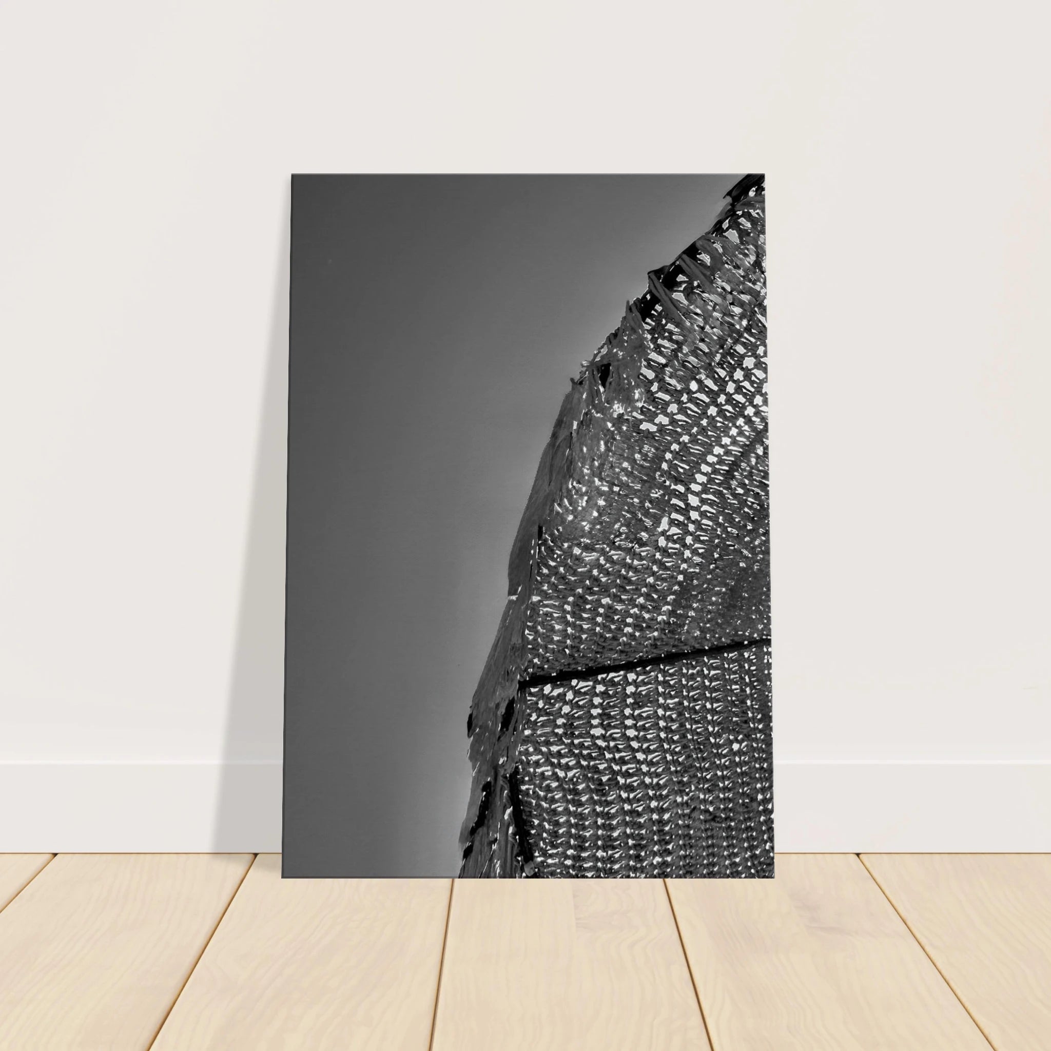 Black and white minimalist abstract canvas wall art from the Architectural Light Study Travel Collection, 20x30 cm print.