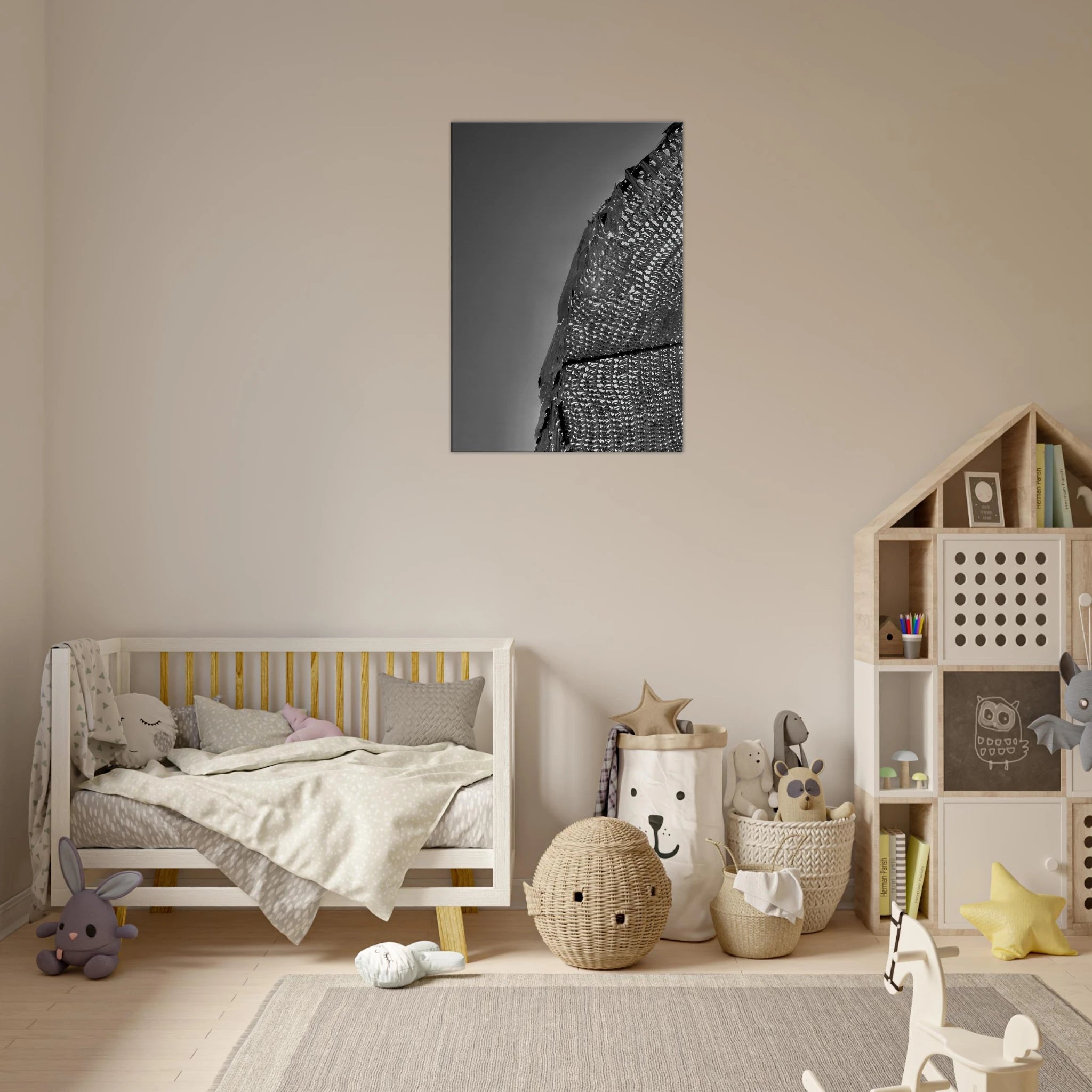 Minimalist black and white abstract canvas wall art from the Architectural Light Study Travel Collection, 20x30 cm print featuring modern design.