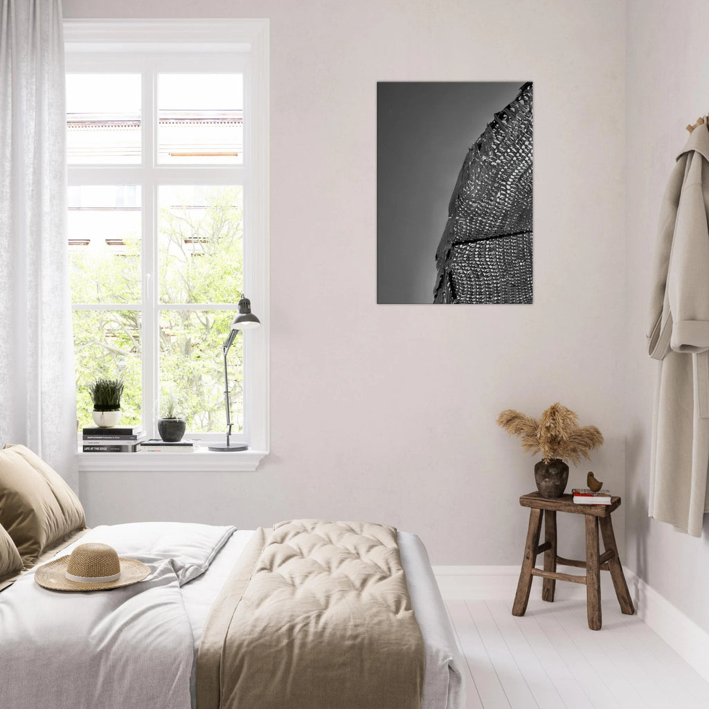 Minimalist black and white abstract canvas wall art featuring architectural light study, part of the Travel Collection Studio Edition.