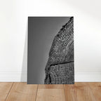 Minimalist black and white abstract canvas wall art print titled Architectural Light Study, part of the Travel Collection Studio Edition.