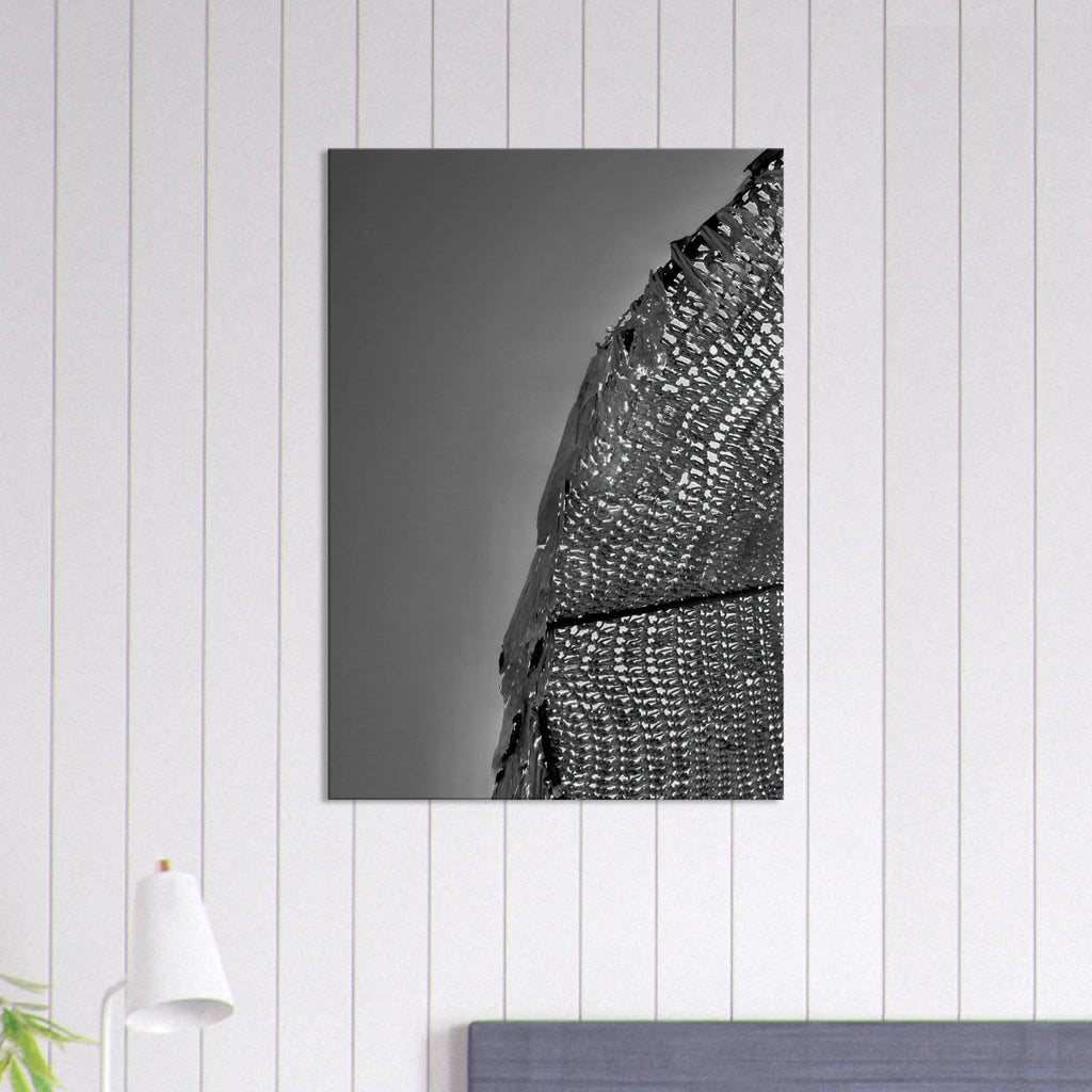 Minimalist black and white abstract canvas wall art titled Architectural Light Study, part of the Travel Collection Studio Edition.