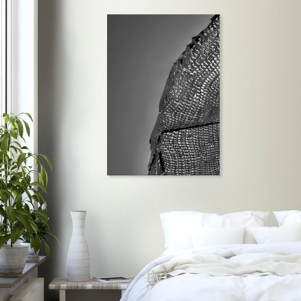 Minimalist black and white abstract canvas wall art print from the Architectural Light Study Travel Collection, Studio Edition.