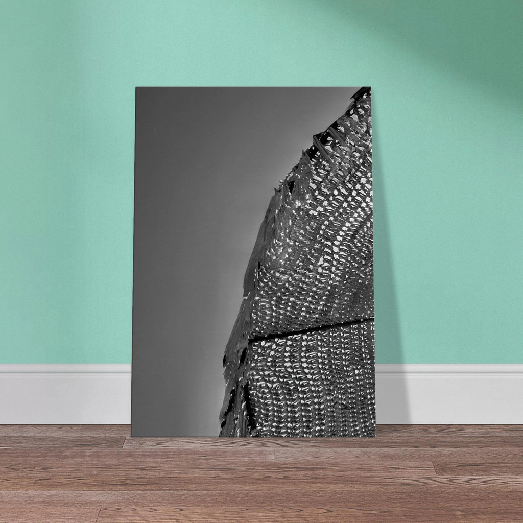 Black and white abstract canvas wall art featuring minimalist architectural light study, part of the Travel Collection Studio Edition.